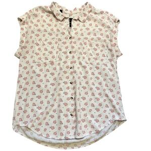 Jachs Girlfriend‎ NY Floral Print Button Down Sleeveless Shirt Top Womens M